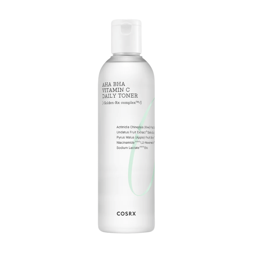 Une bouteille COSRX Refresh AHA BHA Vitamin C Daily Toner 150ml sur fond blanc.