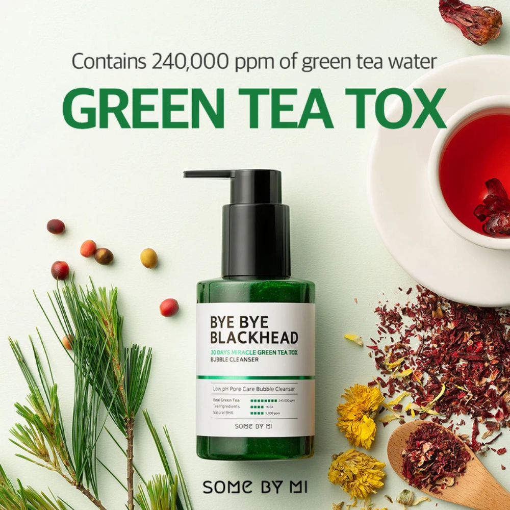 SOME BY MI Bye Bye Blackhead 30 Days Miracle Green Tea Tox Bubble Cleanser 120g nettoyant pour la peau.