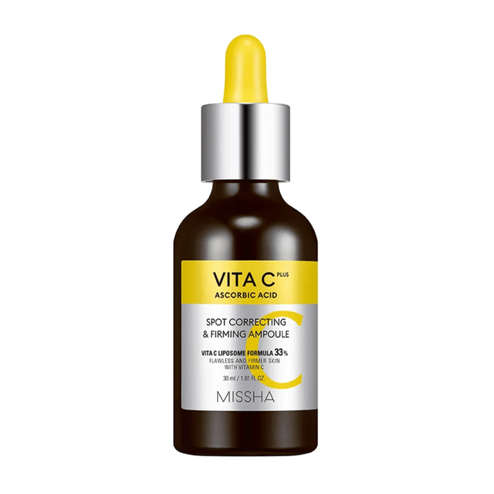 MISSHA Vita C Plus Spot Correcting & Firming Ampoule 30ml, visible sur un fond blanc.
