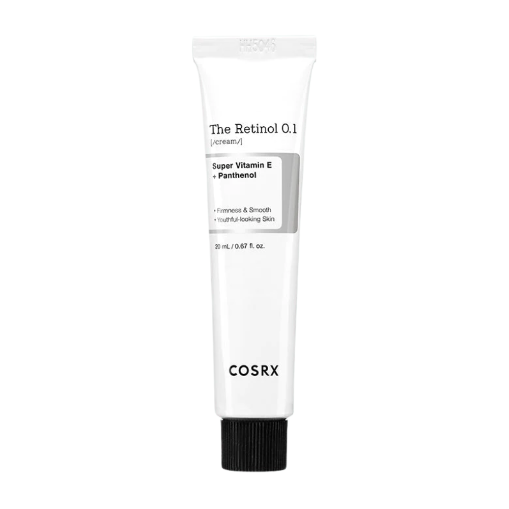Un tube COSRX Retinol 0.1 Crème 20ml sur fond blanc.