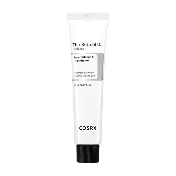 Un tube COSRX Retinol 0.1 Crème 20ml sur fond blanc.